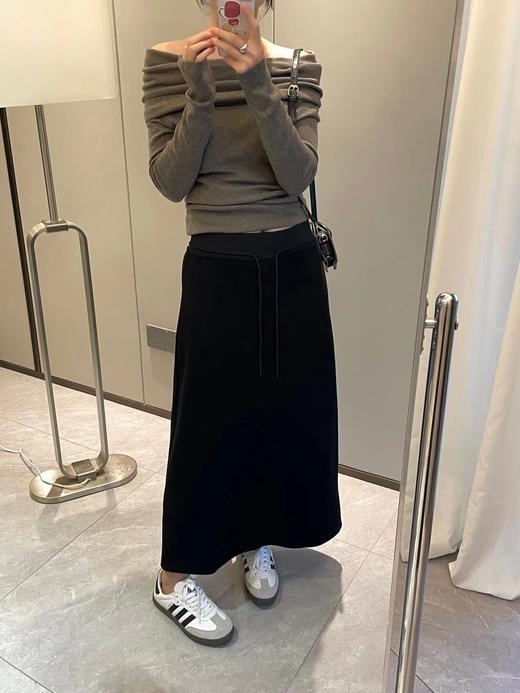 D120846简约舒适高腰抽绳直筒微修身加绒松紧腰半裙 商品图13