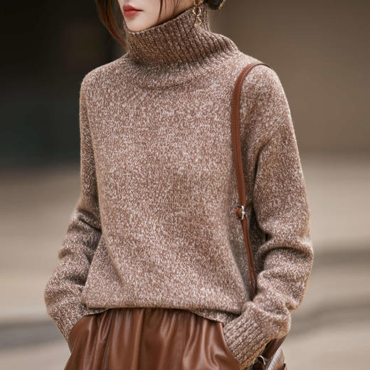 丁摩 高领法式高级感花纱100纯羊毛衫女  JJ-157 商品图1