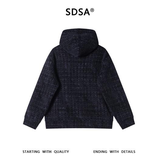 SDSA男士秋冬新款痞帅男装高级感提花格纹格子拉链连帽卫衣外套 商品图4