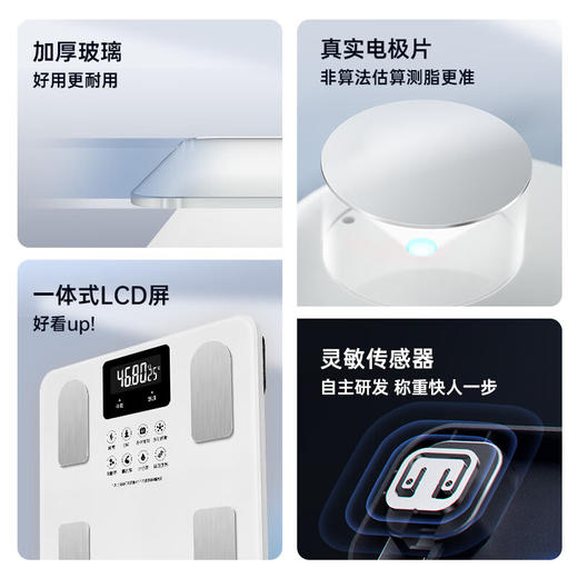 积分免费兑：香山体脂秤 真电极智能称体重秤电子秤人体秤家用减肥 22项数据 LCD显示屏【Type-C充电款】 商品图1