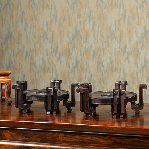 清	红木五足器座（一对） 商品图4