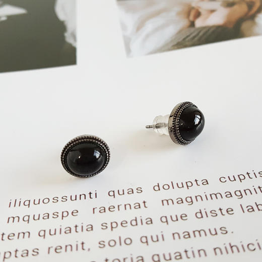 【天然正品】A货翡翠AU750白金镶天然细腻墨绿色糯冰种蛋面墨翠耳钉16.0*11.2*9.8MM（皆取最大值）女士251125NJS23 商品图3