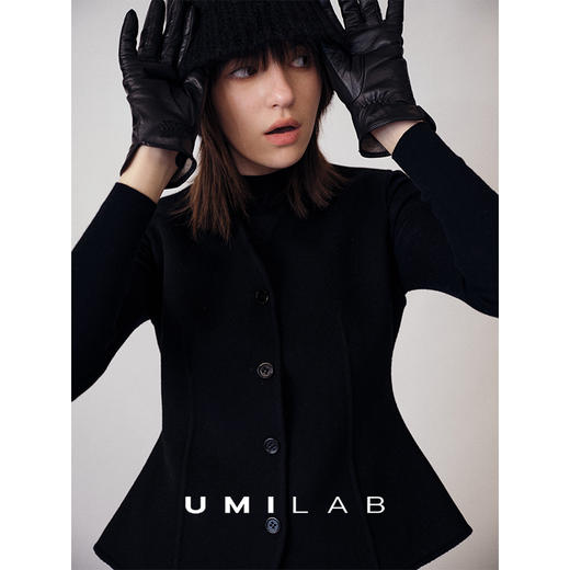 UMILAB｜黑松露*羊毛混纺收腰马甲/半松紧藏肉伞裙双面呢套装E282W 商品图0