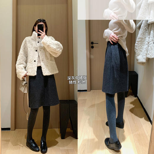 双版花苞裙！400g升级暖柔羊毛毛呢立体捏褶半身裙2025冬新款！ 商品图2