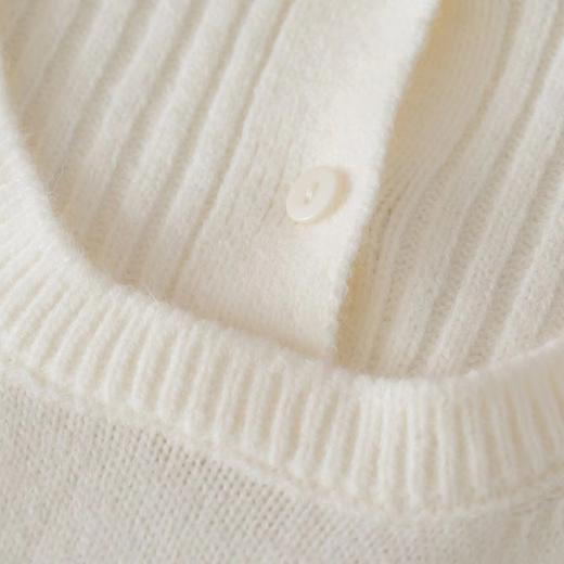 D120880罗纹翻领长袖拼接假两件设计纽扣半开襟毛衣 商品图14