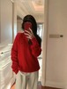 D120821新年红圣诞红复古绞花半拉链毛衣打底针织衫 商品缩略图12