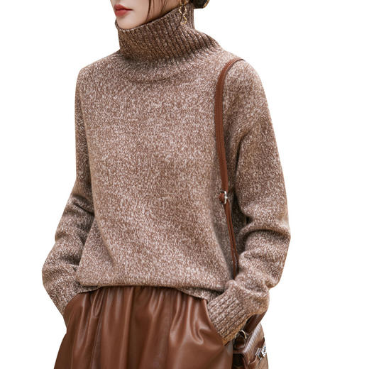 丁摩 高领法式高级感花纱100纯羊毛衫女  JJ-157 商品图4