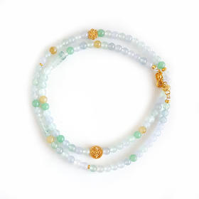 【天然正品】A货翡翠收藏级足金配天然细腻约5.5MM福禄寿冰种翡翠珠串项链手链两用款5.5MM（皆取最大值）链长：60CM女士251125NJS19