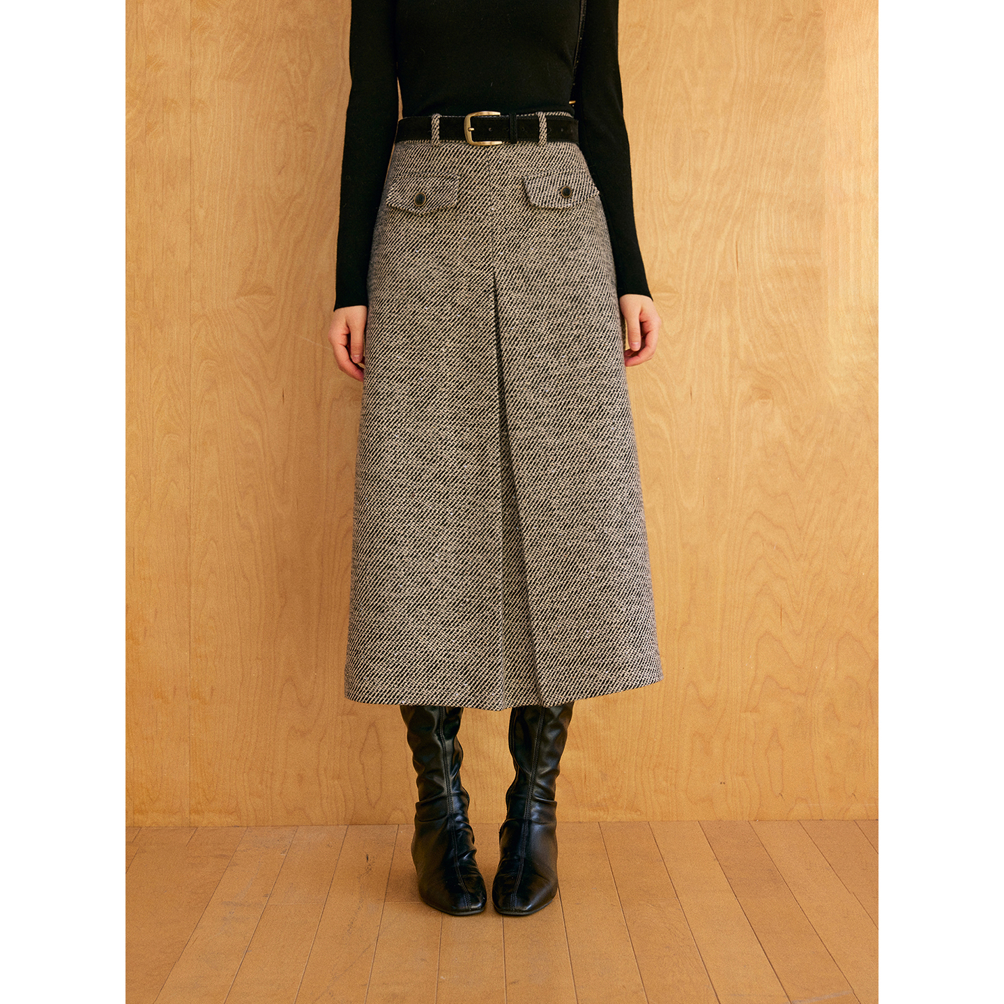 HeyDress亮片直筒对褶半裙