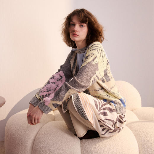 谜底套头针织衫长袖2026年春季新品原创提花肌理毛衣女261MZ0302 商品图2