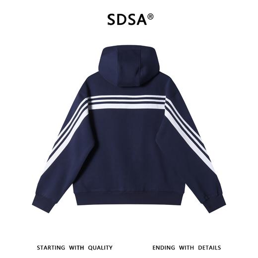 WT313SDSA男士秋冬新款痞帅男装简约时尚撞色织带拉链连帽卫衣百搭宽松 商品图5