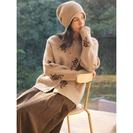 HeyDress花朵提花法式针织开衫 商品图1