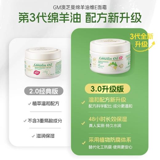热卖！「全家可用的面霜」全新3代 澳洲GM绵羊油ve霜滋养膏面霜身体乳250g/瓶保湿补水 商品图2