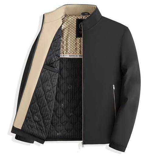 秋冬季男士夹克加厚加棉休闲外套中年商务通勤立领保暖男款 商品图3