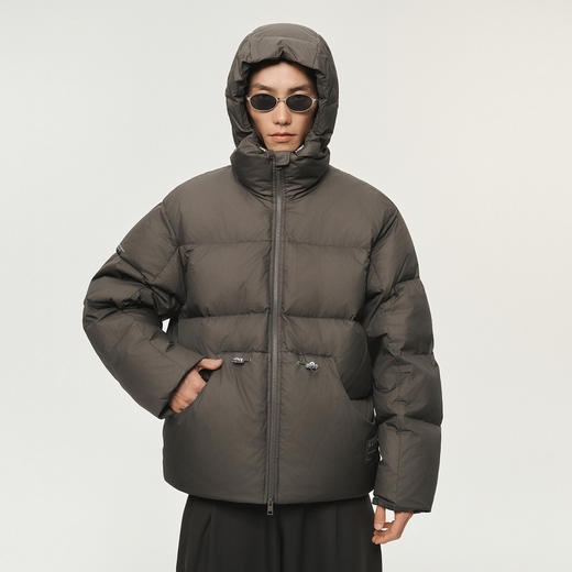 NPC潮牌90白鸭绒连帽防泼水短款羽绒服消光细格纹保暖冬NP5ADJ16 商品图3