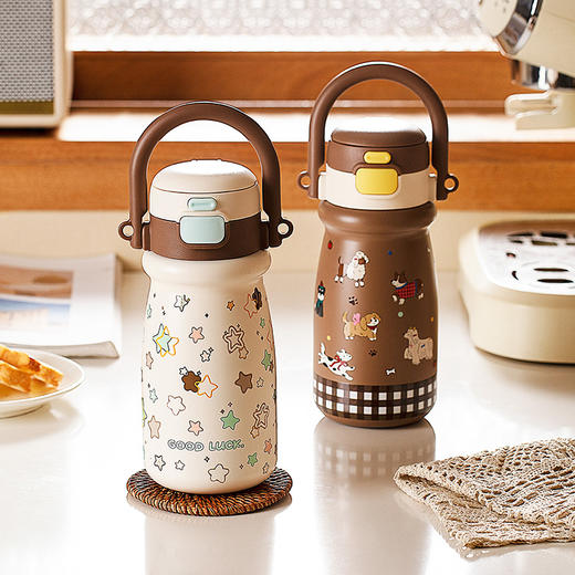 摩登主妇手提保温杯女士高颜值2025新款外出携带吸管水杯咖啡杯子 商品图1