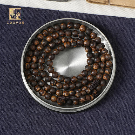 天然芽庄白奇楠佛珠 沉水级 6.5mm*108颗 17.24克 SP12283 商品图0