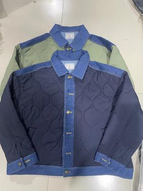 D120872棉服2025秋冬新款拼接菱格复古休闲夹棉衣外套