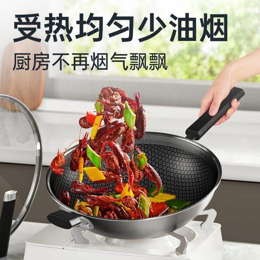 炊大皇 304不锈钢炒锅物理不粘锅34cm多层钢少油烟家用炒菜锅燃气灶电磁炉通用 全面屏34cm含附耳 商品图2