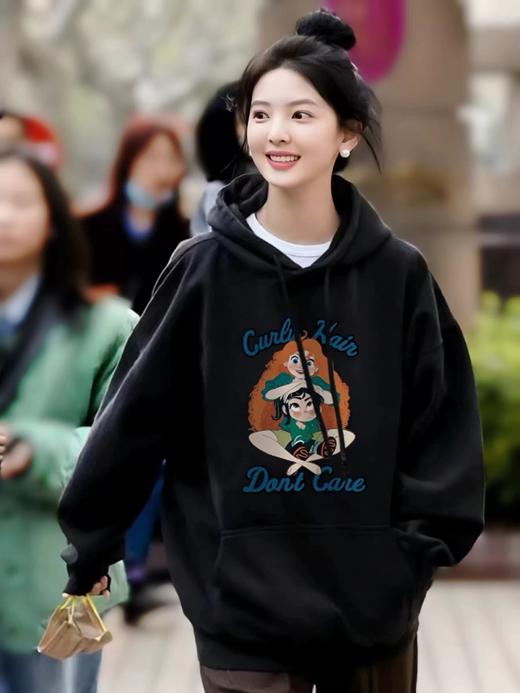 D120871美式复古连帽卫衣2025秋冬加绒新款卡通卫衣 商品图5