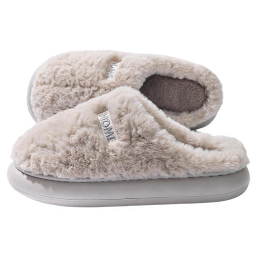 丁摩 厚底踩屎感毛绒保暖棉拖鞋女款秋冬季男女家居拖鞋5ZF-2563 商品图4