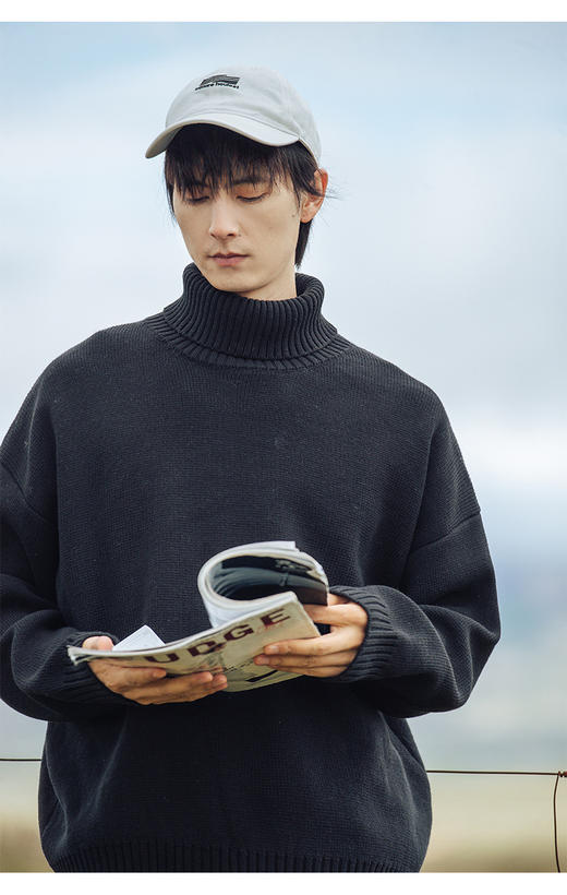 【YW】无忧购“礼物季”“圣诞清仓福利”纯色高领内搭毛衣男冬季新款慵懒风日系百搭情侣针织衫K4087（截单后3-5天发货） 商品图14