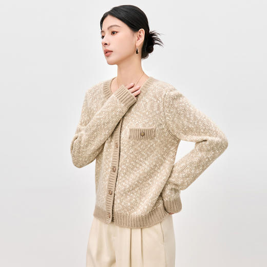 SM 2501小香风针织桑蚕丝羊绒开衫外套显瘦短款修身毛衣 商品图2