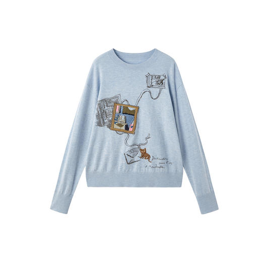 谜底套头针织衫长袖2026年春季新品羊毛轻盈保暖毛衣女261MZ0301 商品图4