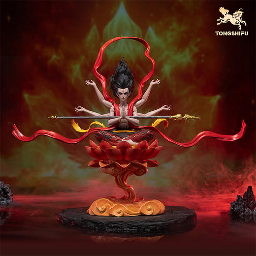 铜师傅《哪吒之魔童闹海》正版授权 火莲六臂哪吒 潮玩铜摆件周边 商品图0