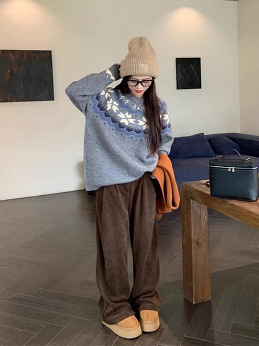 【YW】无忧购“礼物季”复古圣诞氛围感费尔岛提花毛衣女长袖套头针织上衣8336（截单后3-5天发货） 商品图7