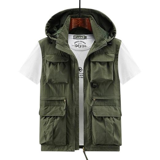 男士薄款休闲马甲春秋季男女同款多口袋工装大码坎肩连帽背心 商品图4