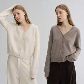MAISON CECILE 羊绒羊毛亲肤慵懒感温柔精致V领软糯针织小开衫