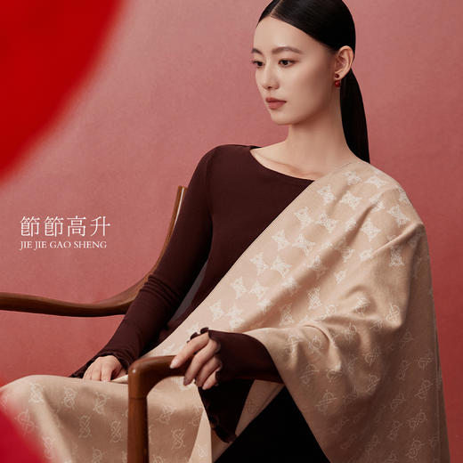 万事利 节节高升真丝绒披肩 商品图0