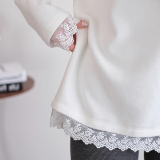 佰飞特 加厚双面蕾丝拼接打底衫 细腻保暖 叠穿百搭 商品图4