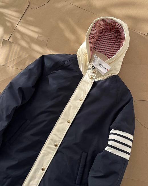 D120868学院风百搭保暖四杠长款羽绒服男女同款 商品图3