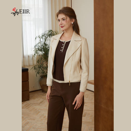 司歌弹力翻领长袖女外套单排扣秋冬B921067X 商品图0