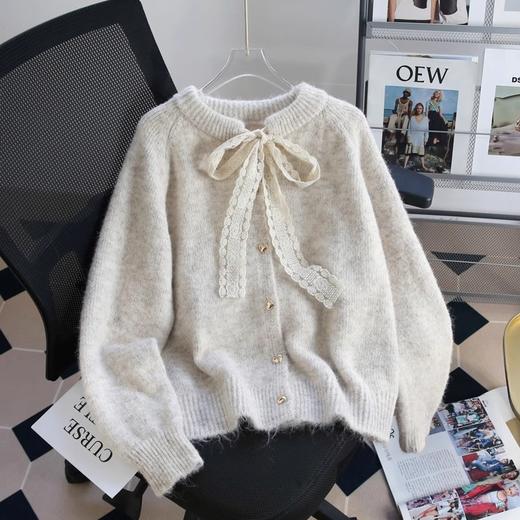 【YW】无忧购“礼物季”新年圣诞节日感蕾丝系带毛衣开衫女慵懒风加厚软糯针织外套4006（截单后3-5天发货） 商品图5