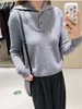 D120880罗纹翻领长袖拼接假两件设计纽扣半开襟毛衣 商品缩略图6