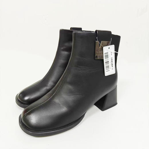 XY-头层羊皮女士时装靴秋冬季新款真皮高档皮靴气质方跟职业秀气中筒 49.00元 商品图4