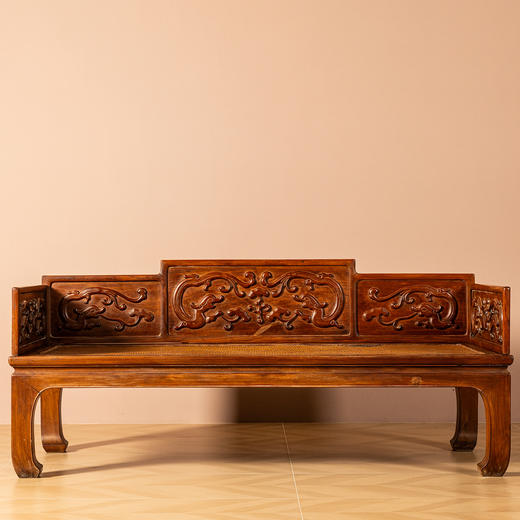 清代	红木雕螭龙灵芝三围罗汉床 商品图4