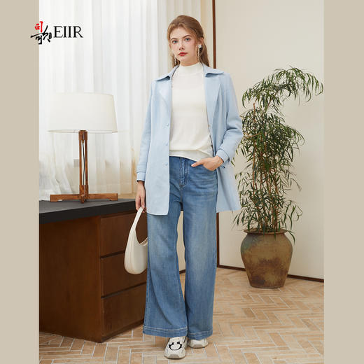 司歌翻领中长款女外套收腰单排扣秋冬R921087X 商品图4