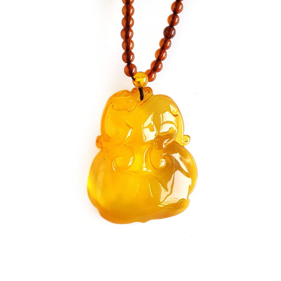 【天然正品】天然无杂裂如意（万事如意）墨西哥蓝珀吊坠项链39.0*31.4*12.9MM（皆取最大值）链长：40CM中性281125NJM09特价