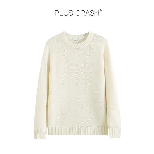 PLUS CRASH冬季新款羊毛混纺高级粗针保暖针织衫男女慵懒圆领毛衣 商品图8