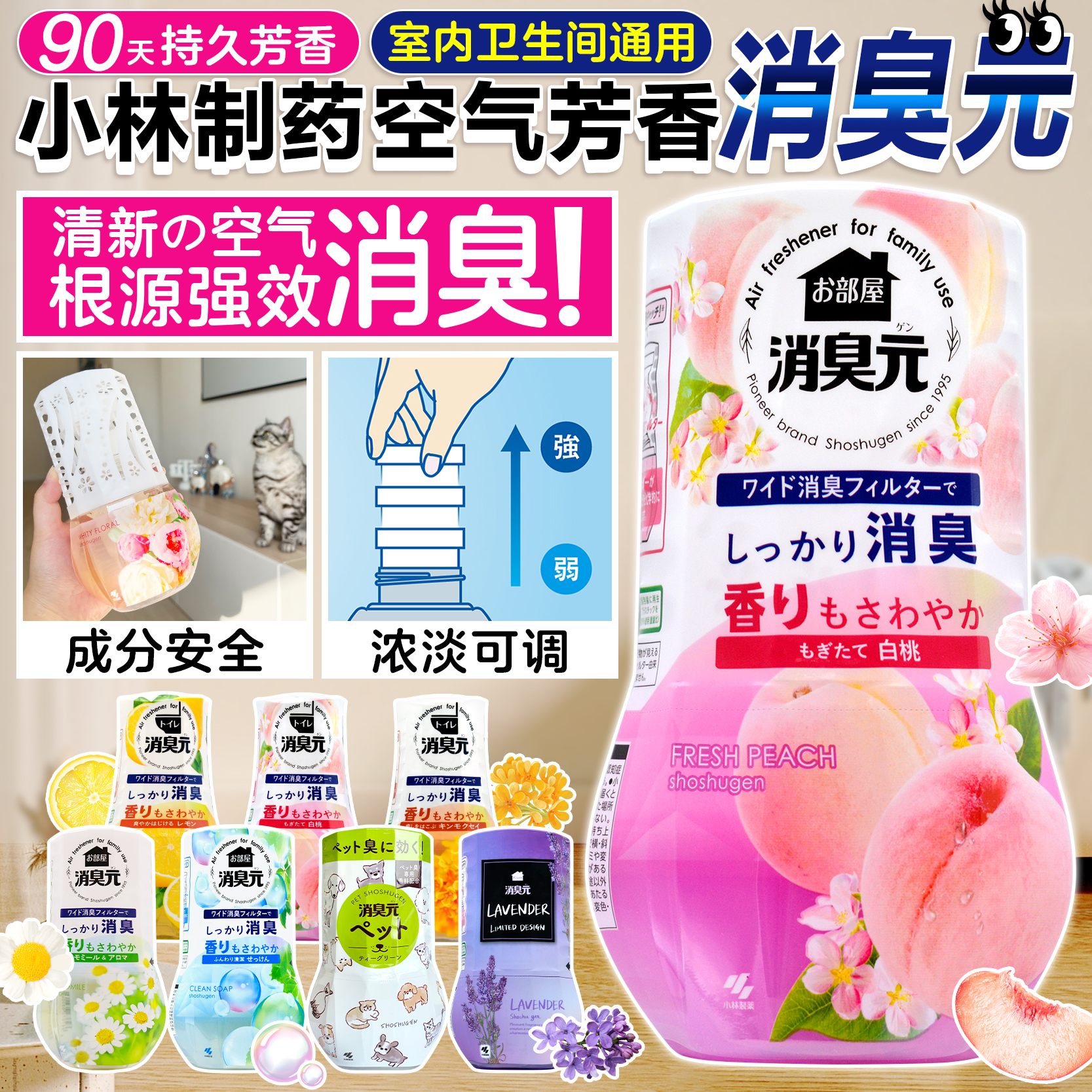 💥46🉐2瓶❗超香🌼【小林制药】消臭元 除臭空气清新剂 厕所卫生间厨房用香薰芳香剂