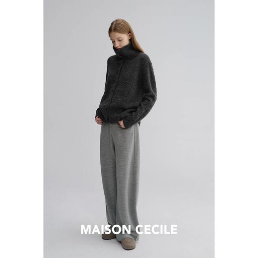 MAISON CECILE 定纺限量羊毛混纺软糯绒感松弛立领慵懒感毛衣开衫 商品图2