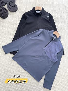 D120855男款运动舒适内里加绒保暖半拉链长袖T套头衫
