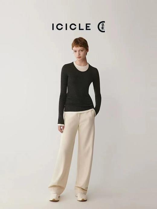 D120848撞色假两件柔软舒适单穿内搭针织打底衫 商品图5