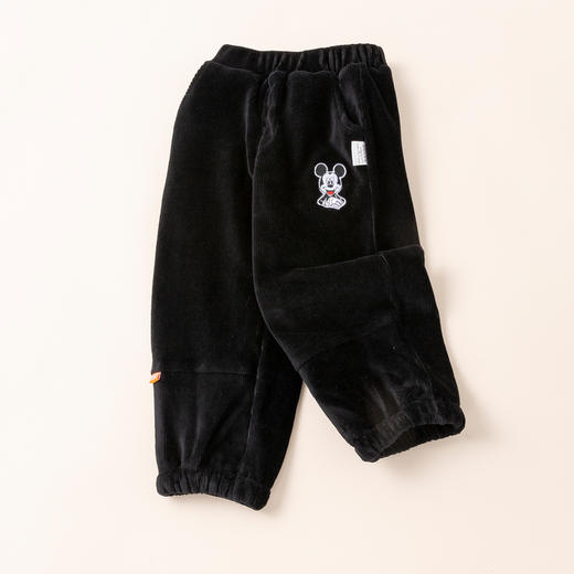 迪士尼男童黑色冬季加绒长裤 商品图2