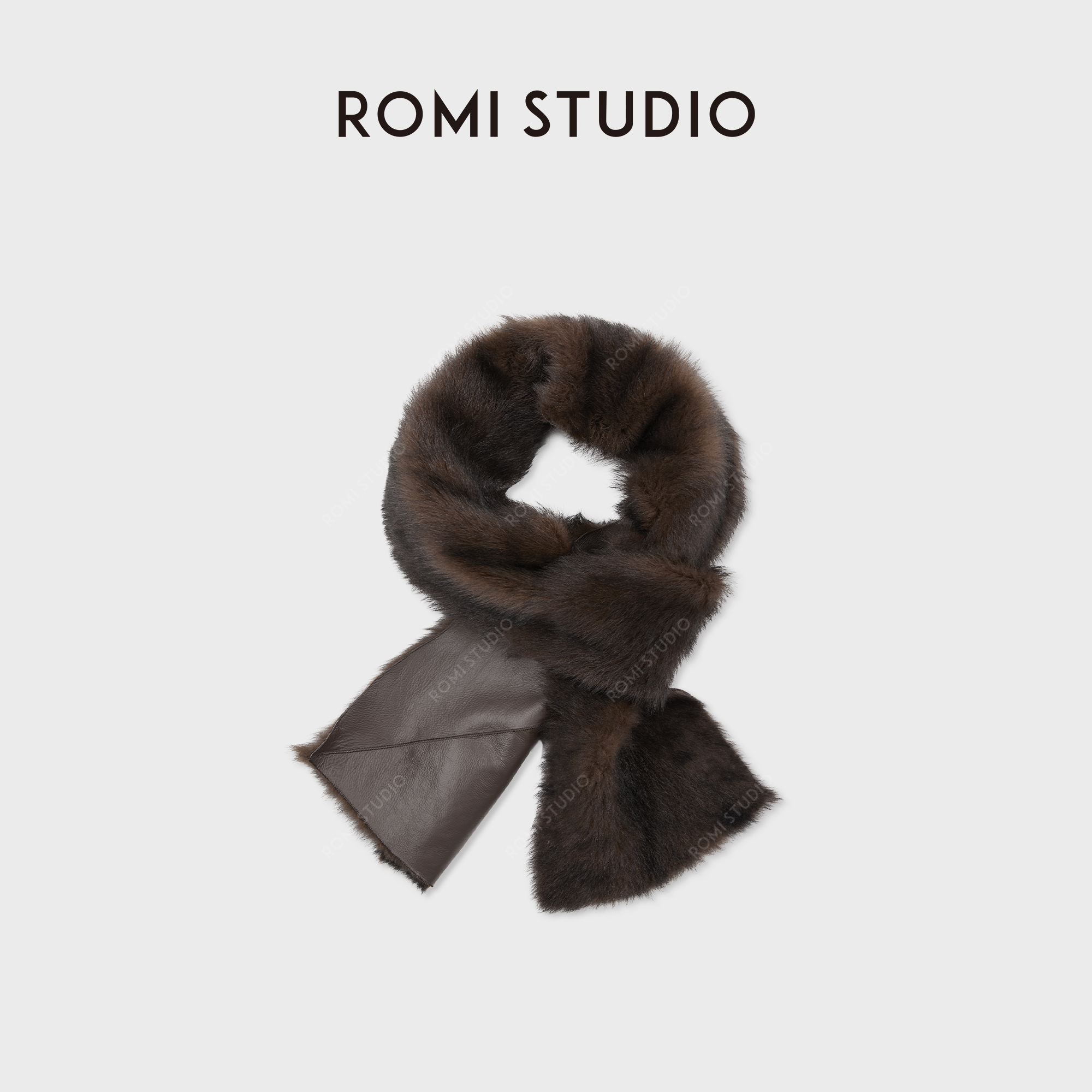 ROMI STUDIO意大利进口托斯卡纳哑光柔雾水貂披肩围巾RWCWPU7244