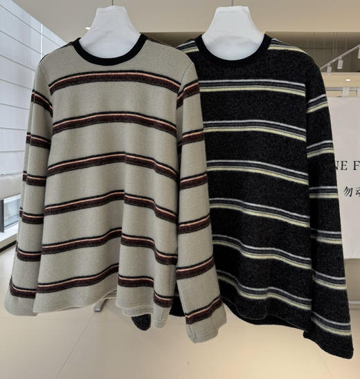 韩国订单条纹定律糯叽叽长袖T恤12082 商品图9